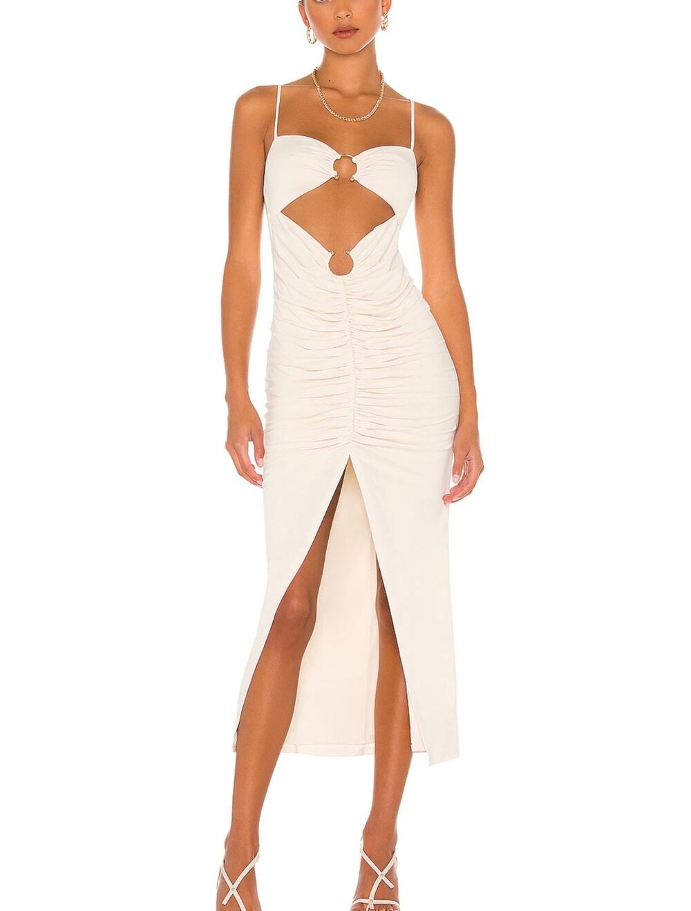CAMILA COELHO Yasmeen Cutout Midi Dress Beige XS